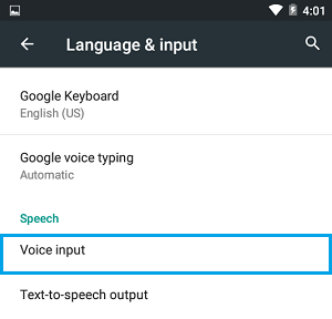 Voice Input Settings Android