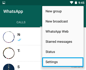 WhatsApp Settings Menu on Android