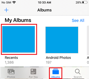 Albums Tab on iPhone