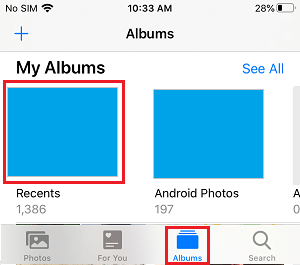 Recents Album on iPhone