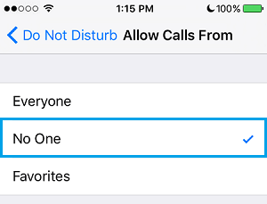 iPhone Allow Calls From Settings