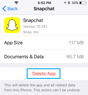 Delete Snapchat from iPhone