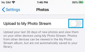 Disable Photo Stream on iPhone