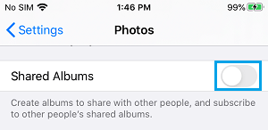 Disable Shared Albums on iPhone