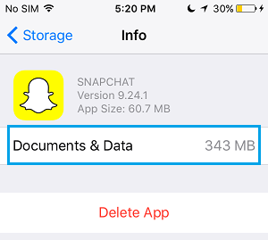 Snapchat Related Documents & Data on iPhone