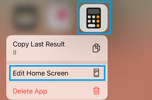 Edit Home Screen Option on iPhone