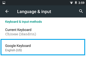 Select Google keyboard on Android Phone