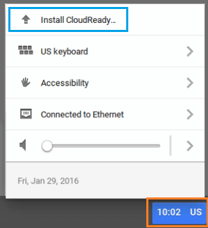Install CloudReady Link From System Tray