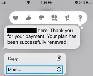 More Option in Messages App on iPhone