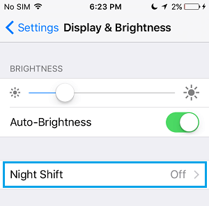 Night Shift Mode Setting Option