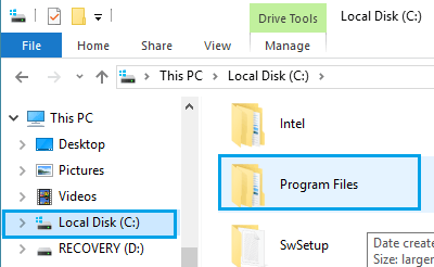 Program Files Folder On Windows 10 Computer