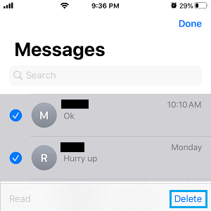 Delete Text Messages on iPhone