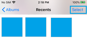 Select Photos Option in iPhone Photos App