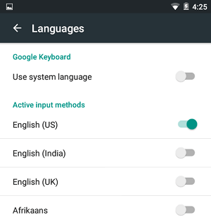 Turn off 'Use System Language' 