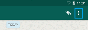 WhatsApp 3 Dot Menu iCon on Android Phone