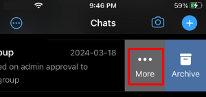 WhatsApp Group More Option Tab on iPhone