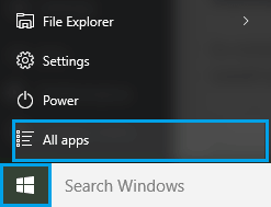 Select All Apps on Windows 10