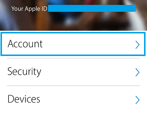 Accounts Tab Apple ID