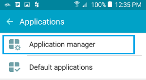 Applications Manager Option on Android Phone