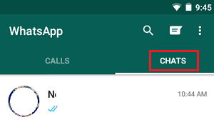 Chats Tab in WhatsApp on Android Phone