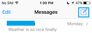 Compose Icon in Messages App on iPhone