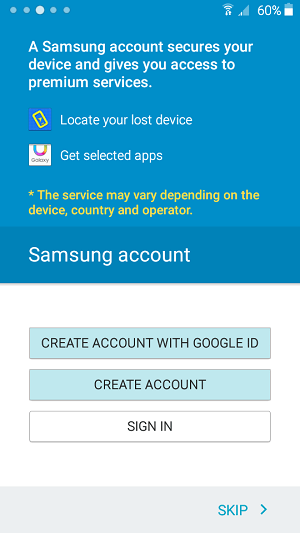 Create Samsung Account