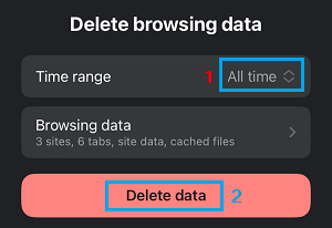 Delete All Time Chrome Browsing Data on iPhone