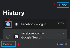 Select & Delete Parts of History from Chrome Browser on iPhone