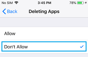 Disable Deleting of Apps on iPhone