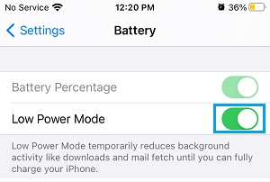 Enable Low Power Mode on iPhone