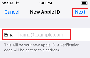  Ange ny Apple ID - e-postadress på iPhone