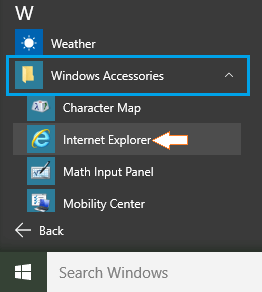 Internet Explorer In Windows Accessories Folder