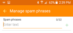 Manage Spam Phrases On Android Phone