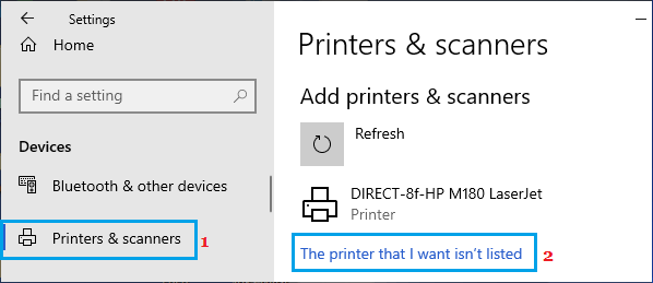 Printer Not Listed in Windows 10