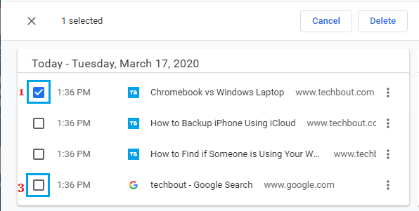 Select Multiple Browsing Records in Chrome Browser