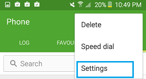 Phone Settings Tab On Android Phone