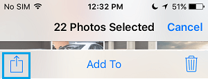 Share Icon in Photos App iPhone