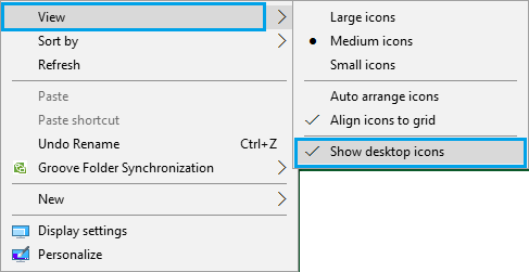 Show or Hide Desktop icons on Windows 10 Desktop