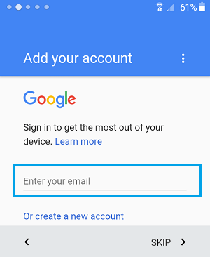 Sign in to Google Account on Android Phone