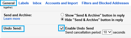 Enable Undo Send Option in Gmail