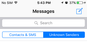 Unknown Senders Tab iMessages