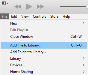 Add File to Library Option in iTunes