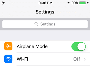 Airplane Mode on iPhone