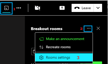 Breakout Rooms Settings Option in Teams