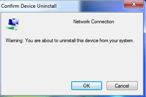 Confirm To Uninstall Network Adapter In Windows 10