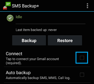 Connect Gmail Account with SMS Backup+