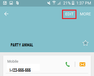 Edit Contact Button on Android Phone