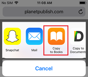 Copy Downloaded PDF to Books Option on iPhone
