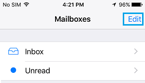 Edit Mailboxes Tab on iPhone