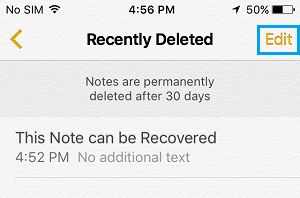 Edit Rectently Deleted Folder On iPhone